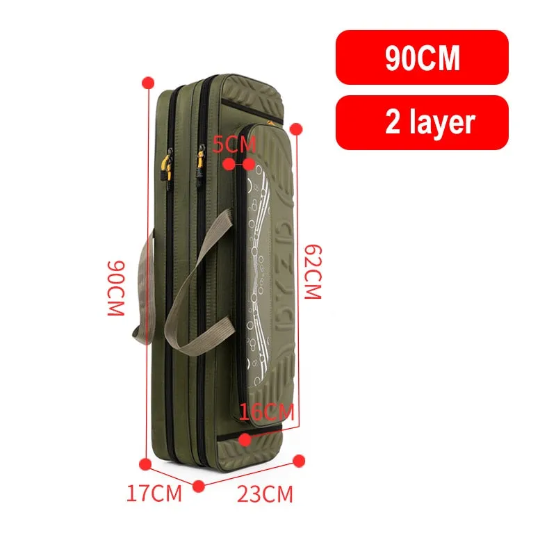 125cm/ 130cm 4 Layer Fishing Bag Oxford Cloth Folding Fishing Rod Reel Bag Fishing Tackle Storage Bags Travel Carry Case