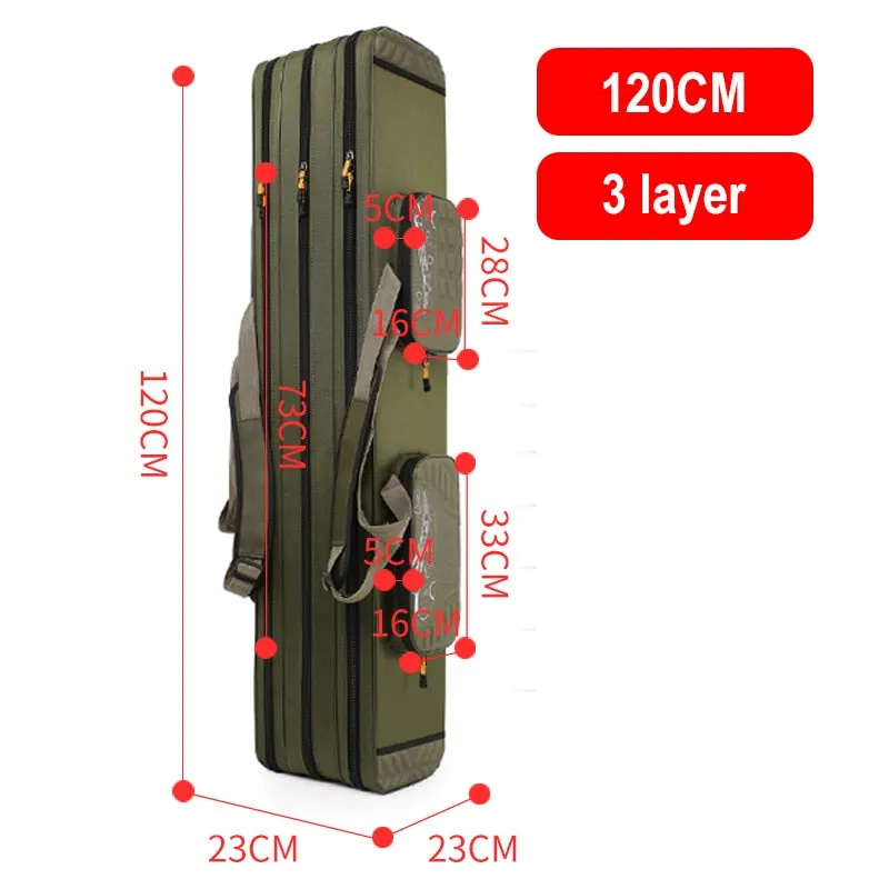 125cm/ 130cm 4 Layer Fishing Bag Oxford Cloth Folding Fishing Rod Reel Bag Fishing Tackle Storage Bags Travel Carry Case