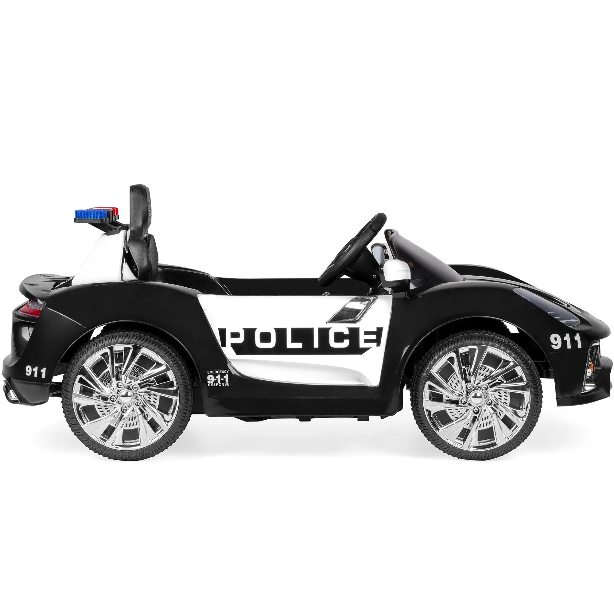 12V Kids Police Sports Car Ride-On w/ AUX Port, Parent Control, Sounds