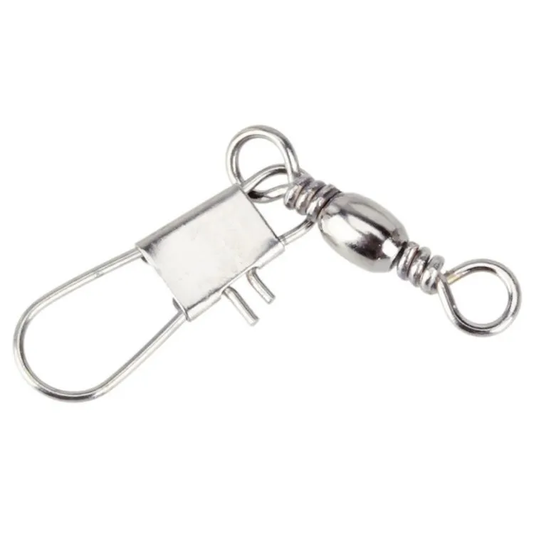 20pcs 8# 3.5cm Fishing Connectors Barrel Swivel with Safety Snap Ring