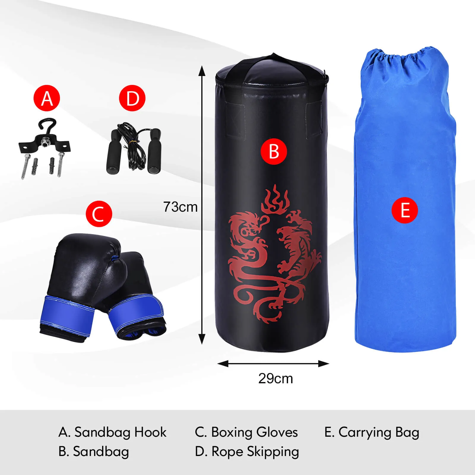 5 Pieces Kids Punching Bag Set Boxing Set with Gloves