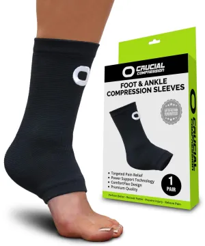 Ankle Brace Compression Support Sleeve (1 Pair) - BEST Ankle Compression Socks for Plantar Fasciitis, Arch Support, Foot & Ankle Swelling, Achilles Tendon, Joint Pain, Injury Recovery, Heel Spurs Large (Men's 10-13 / Women's >11) Black