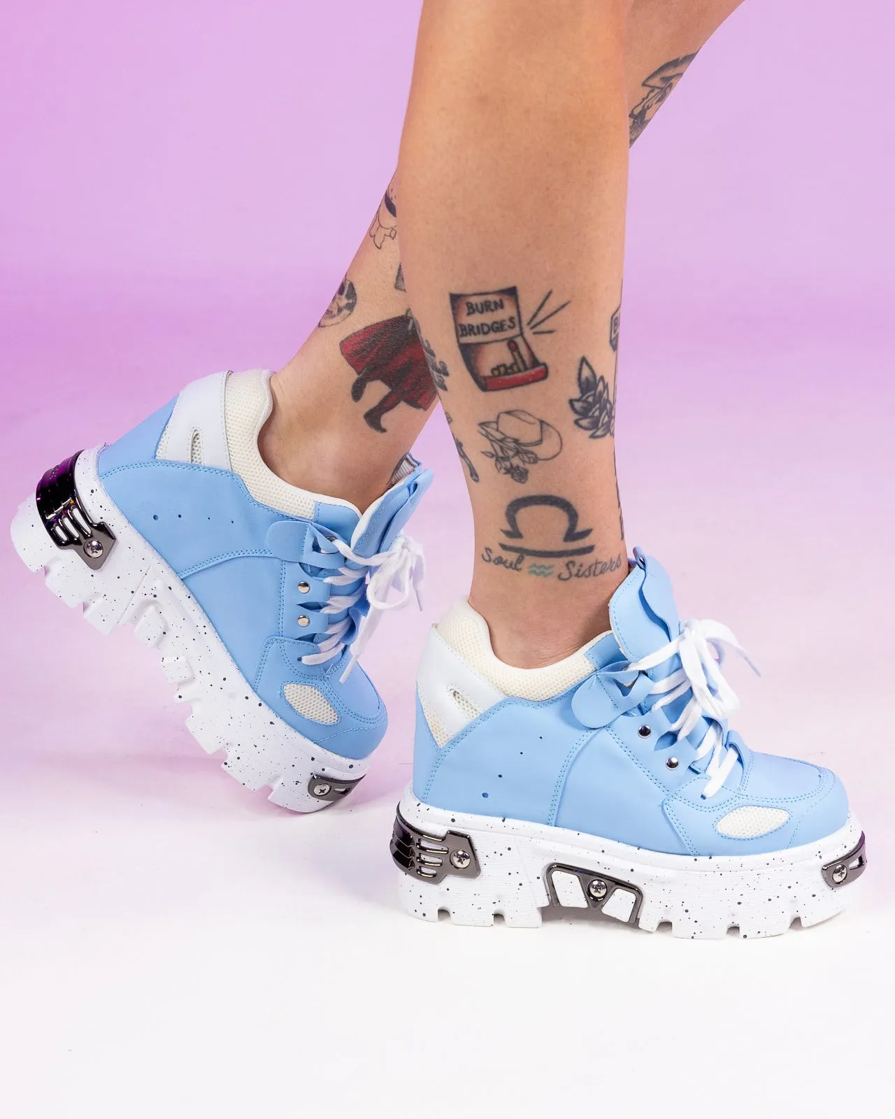 Baby Blue Guava Wedge Sneakers