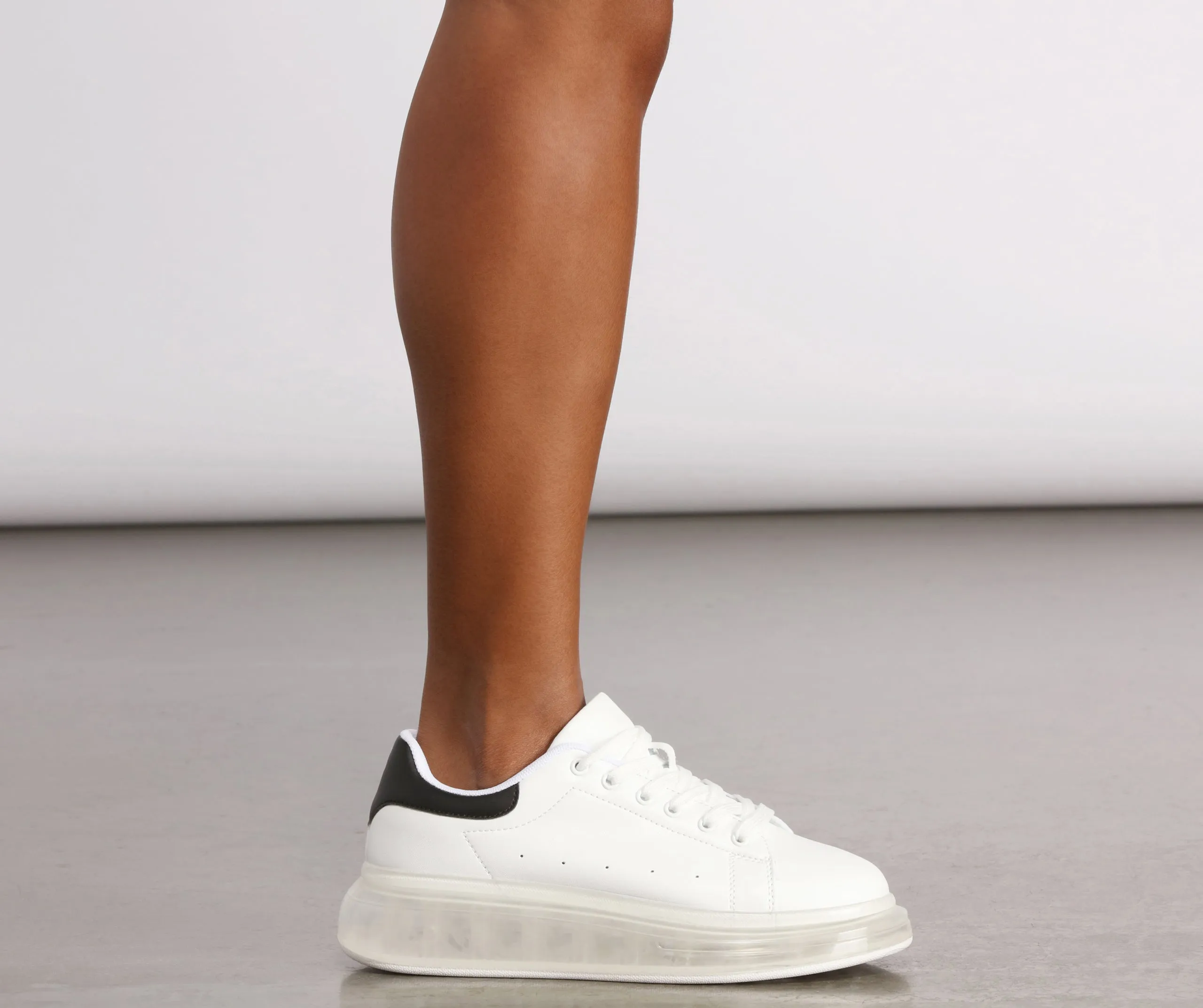 Basic Lace-Up Clear Platform Sneakers