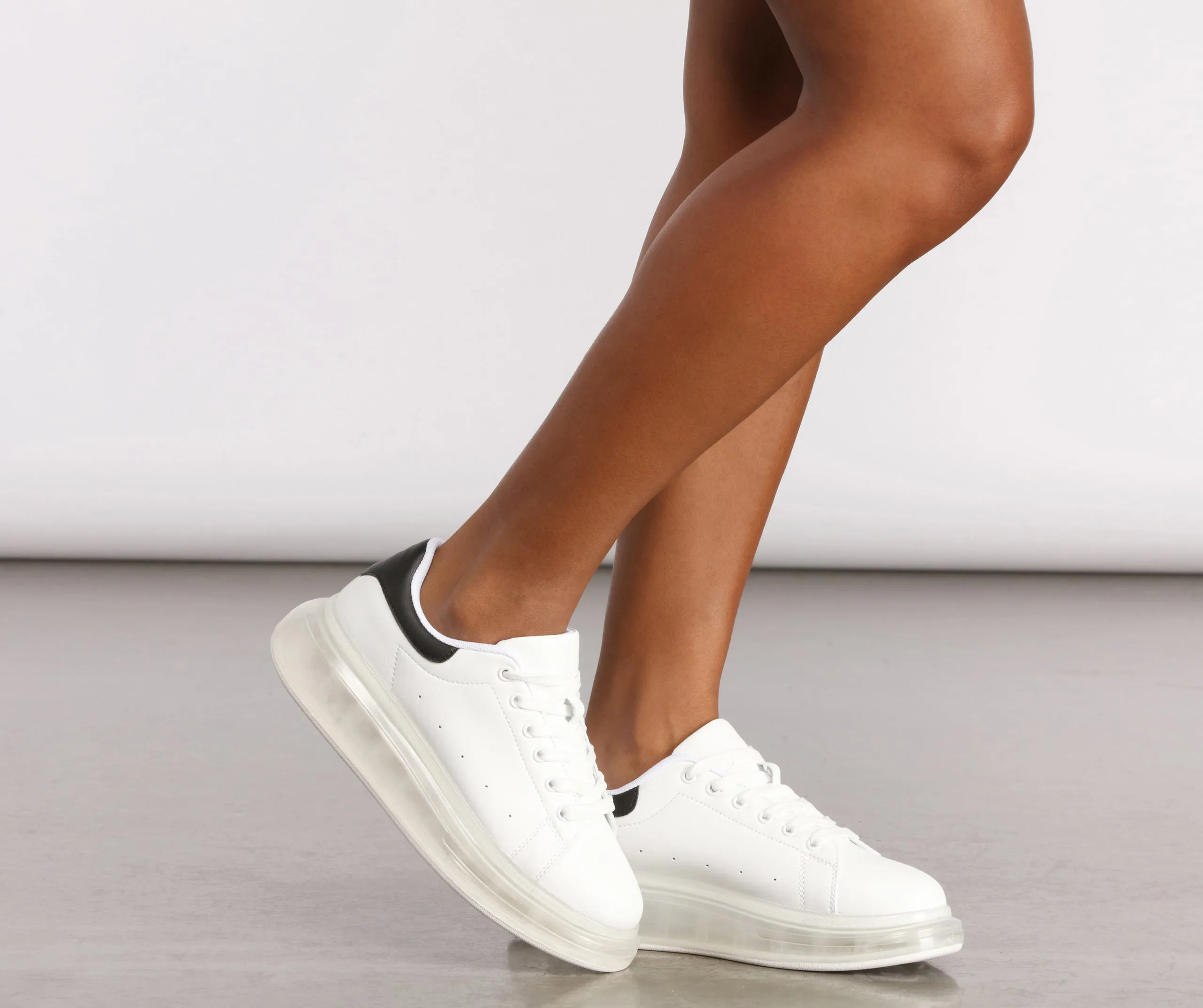 Basic Lace-Up Clear Platform Sneakers