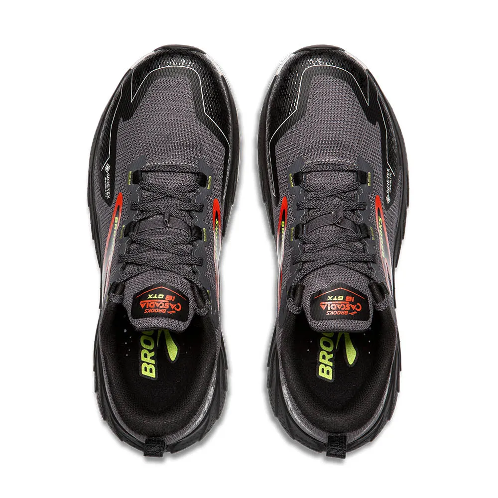 Brooks Cascadia 18 GTX (Mens) - Blackened Pearl/Black/Tomato