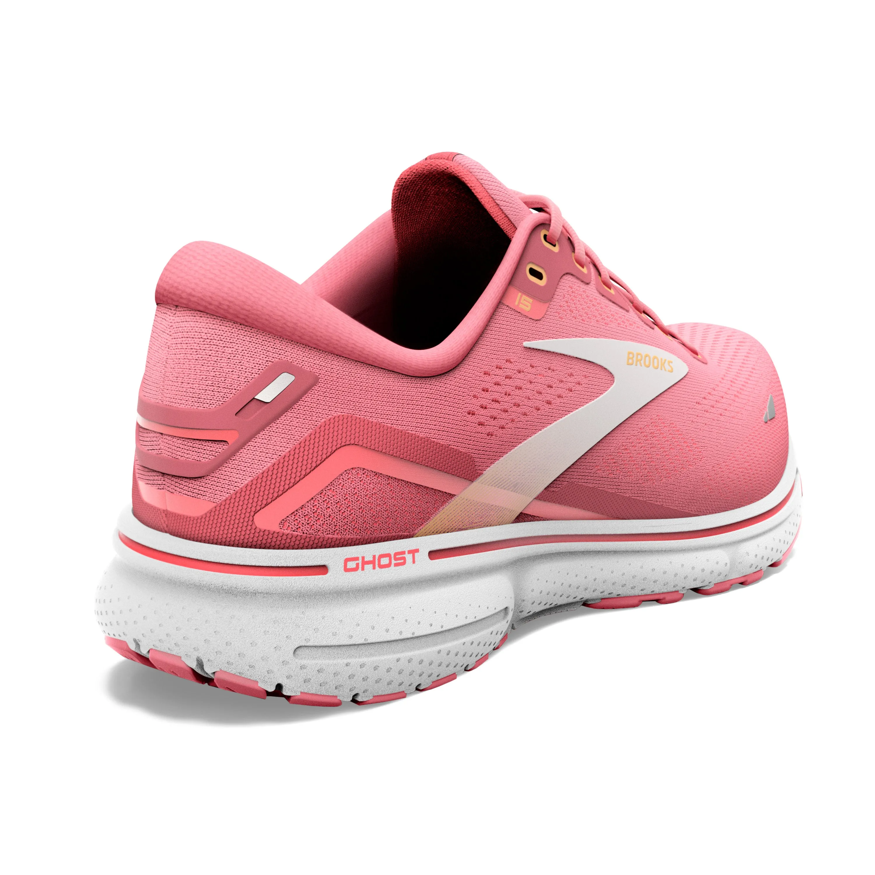 Brooks Womens Trainer Ghost 15 Slate Rose/Fiery Coral/White