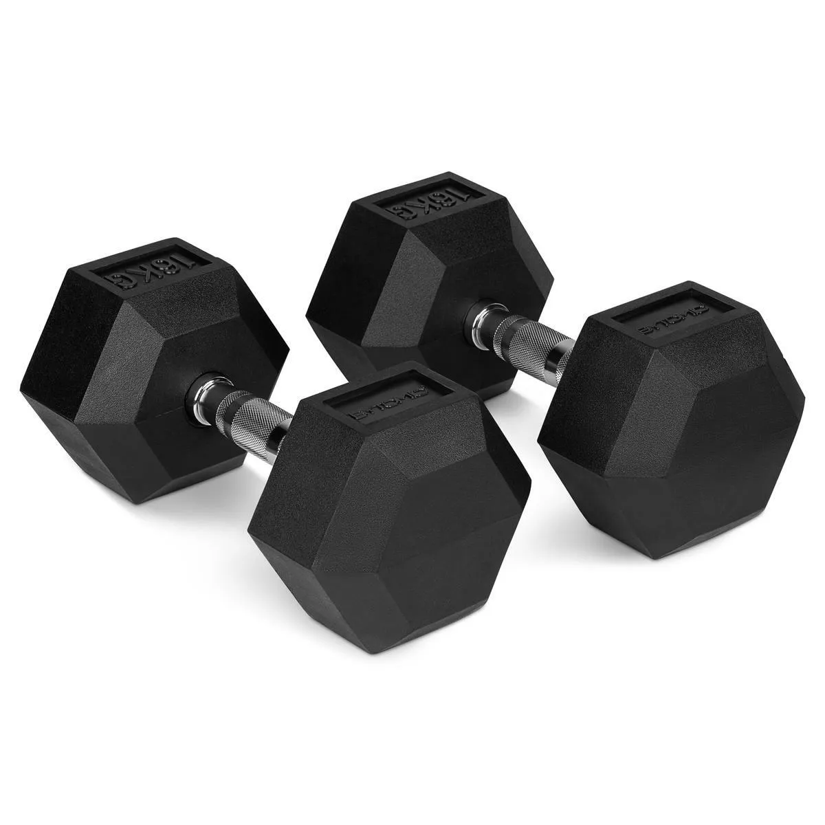 Bytomic Rubber 16kg Hexagon Dumbbell Set Black