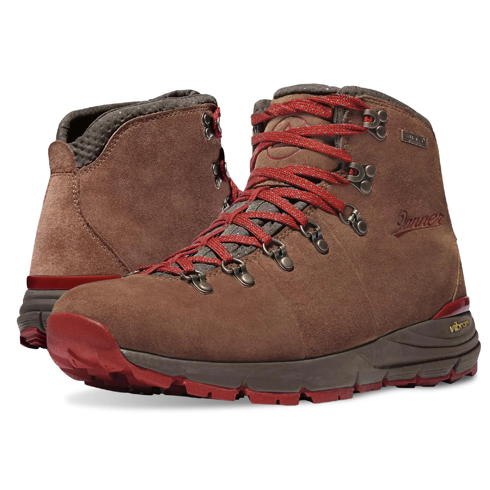 Danner Mountain 600 Hiking Boots for Women Density Footbed & Vibram Traction Outsole, Brown/Red