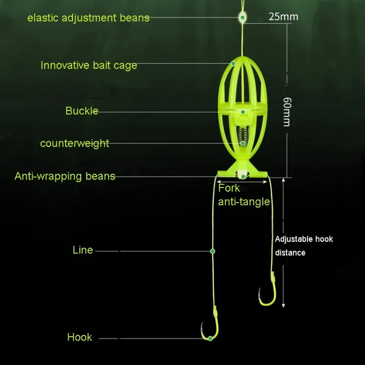 Double Hooks ISEAMA Explosive Hook Bighead Carp Feeder for Hand Rod & Throwing Rod, Size: 10