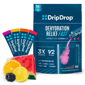 DripDrop Hydration - Bold Variety Pack Watermelon, Berry, Lemon, Orange 16 Sticks