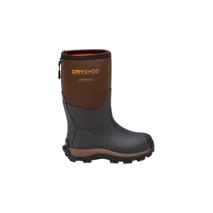 Dryshod Kids Boys Haymaker Gusset Brown/Orange Rubber Farm Barn Boots