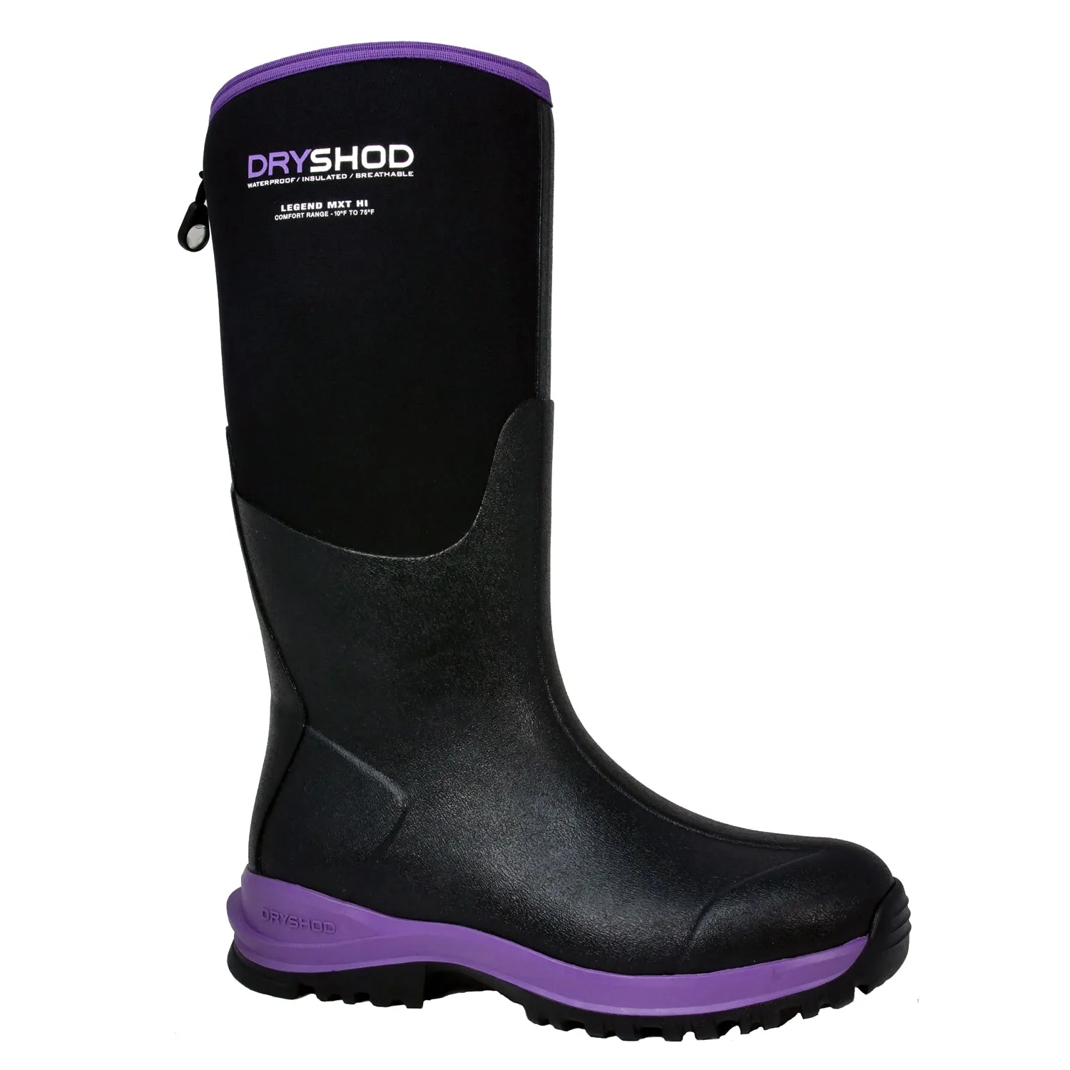 Dryshod Womens Legend MXT Hi Black/Purple Rubber Adventure Work Boots