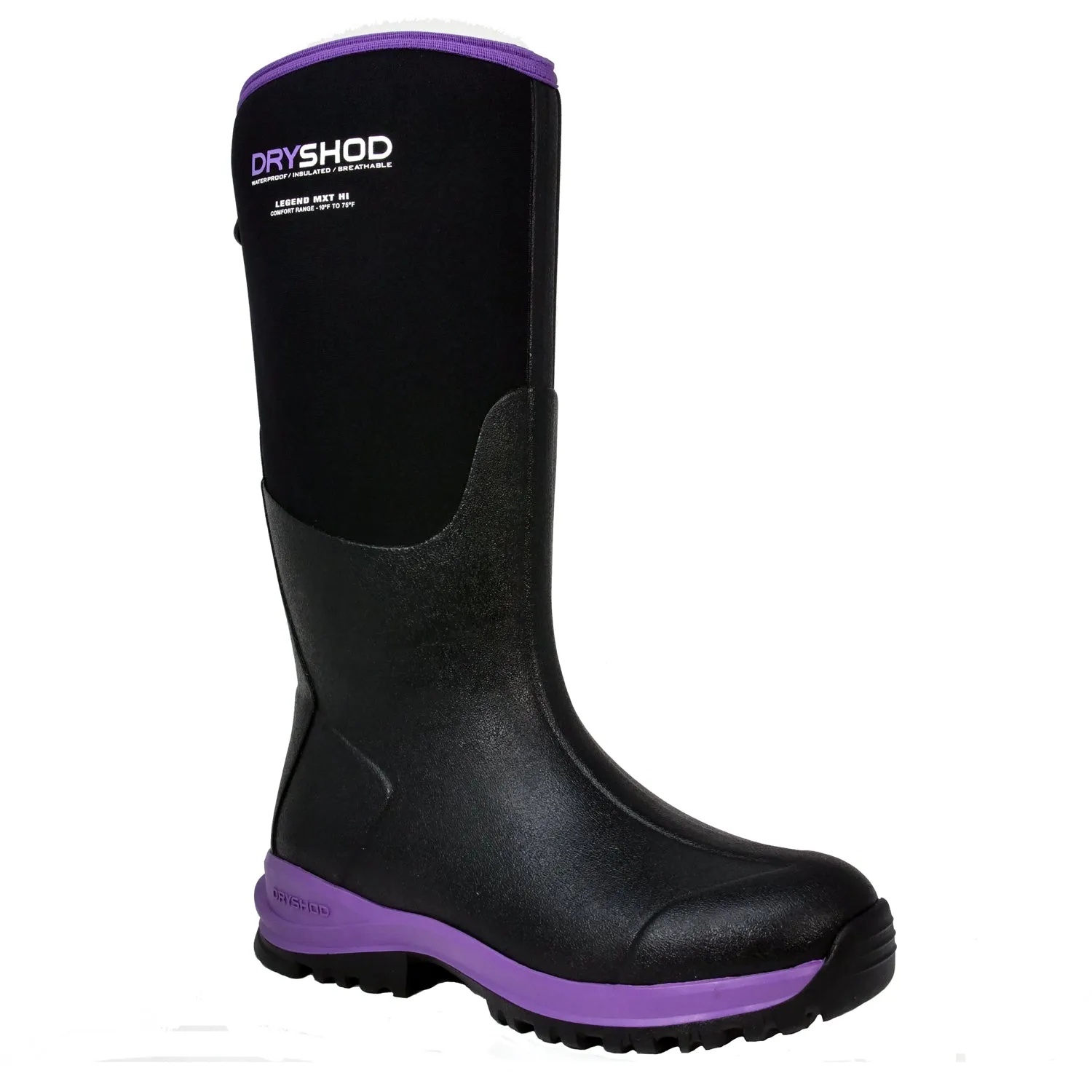 Dryshod Womens Legend MXT Hi Black/Purple Rubber Adventure Work Boots