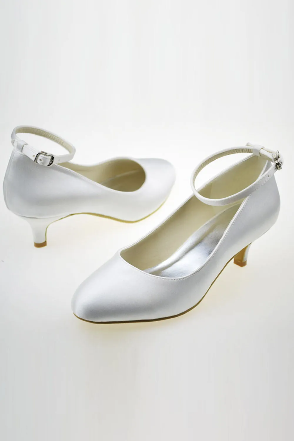 Elegant Low Heel Ankle Strap Simple Handmade Wedding Shoes S50