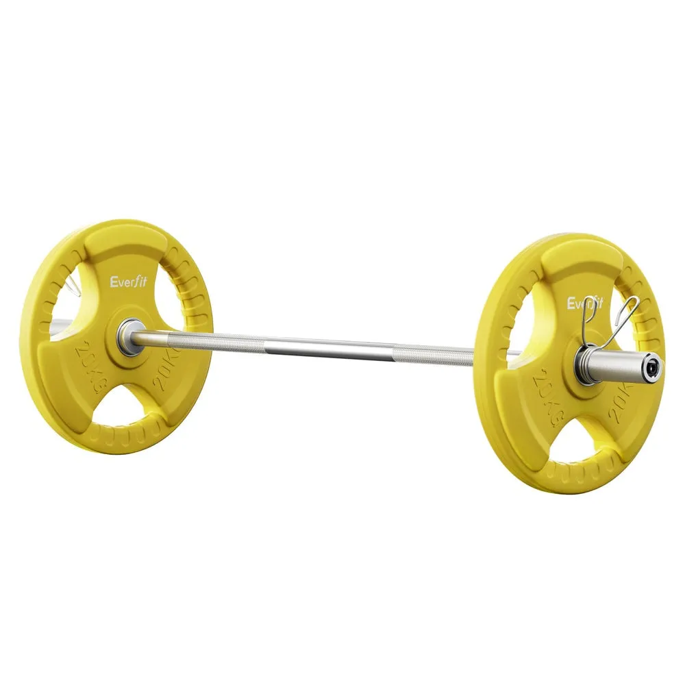 Everfit Barbells 46KG 120CM Dumbbell Barbell Plate Weight Lifting Home Gym Yellow