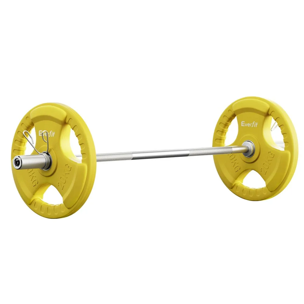 Everfit Barbells 46KG 120CM Dumbbell Barbell Plate Weight Lifting Home Gym Yellow