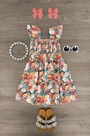 Floral Chiffon Ruffle Dress