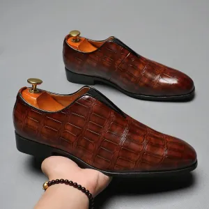 Formal Crocodile Design Slip-On Shoes