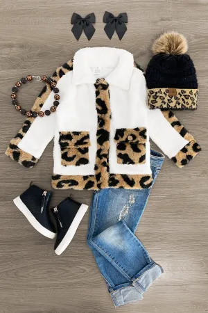 Fuzzy Cheetah Button Up Jacket