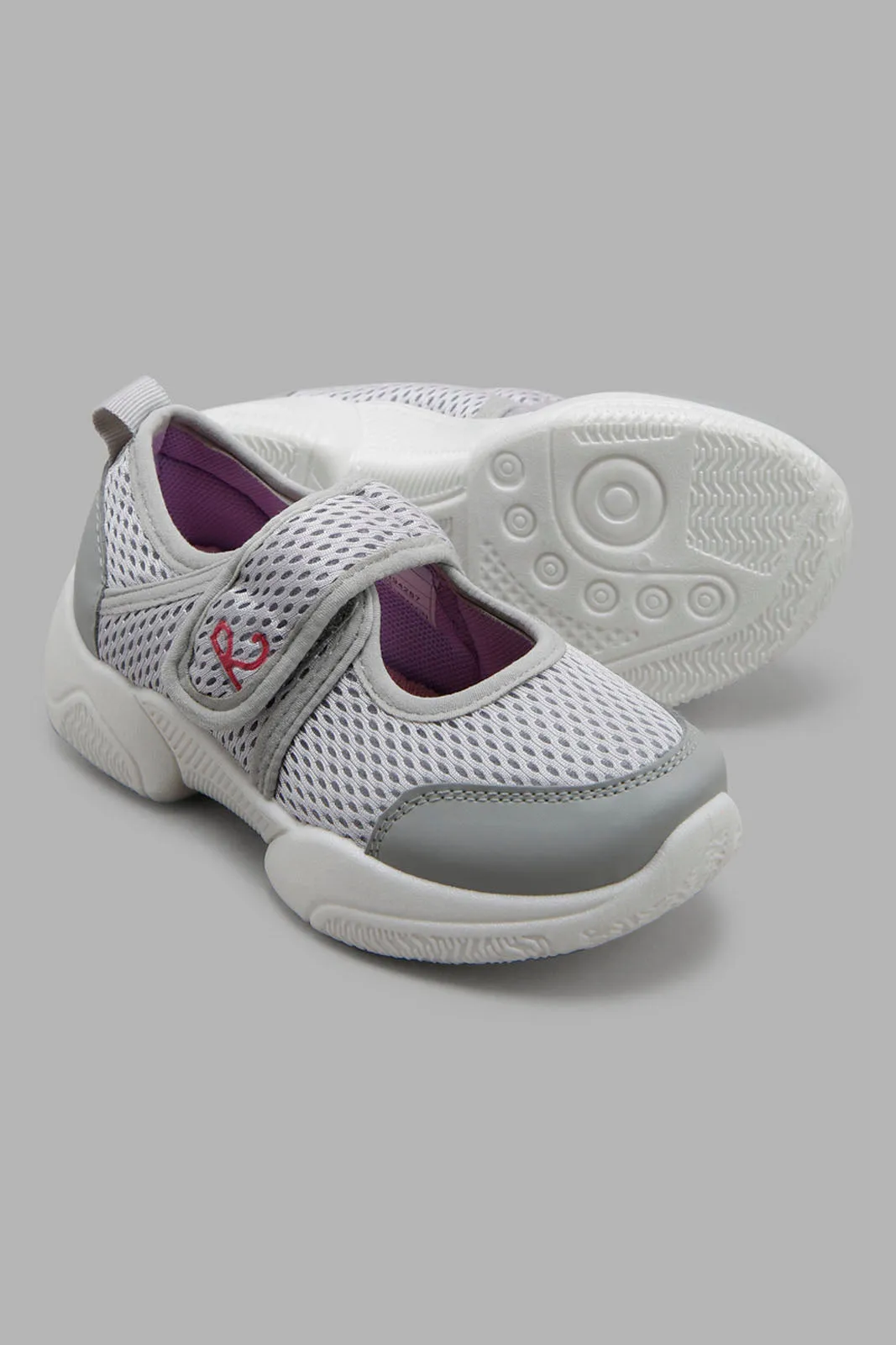 Girls Grey Mesh Trainer