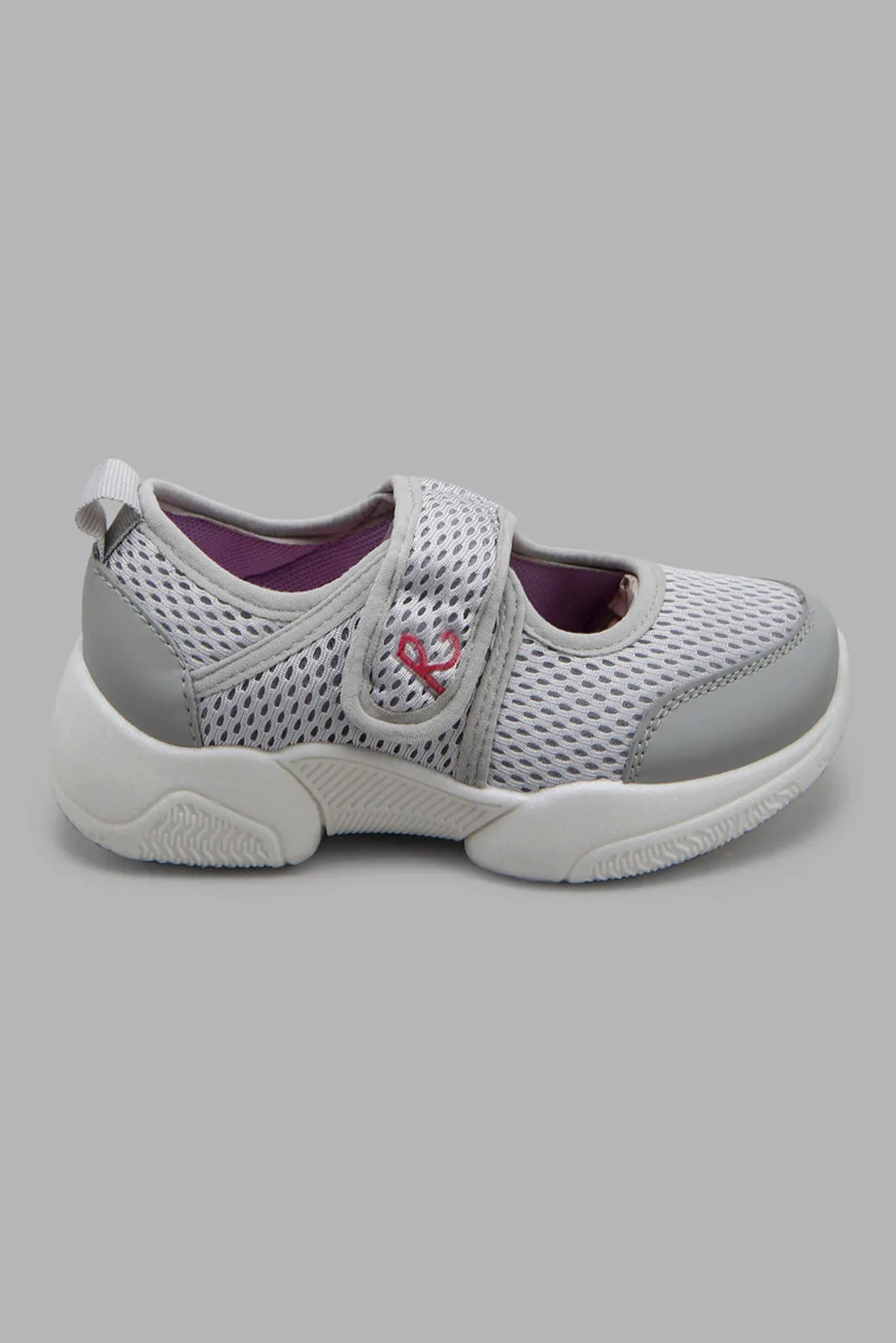 Girls Grey Mesh Trainer