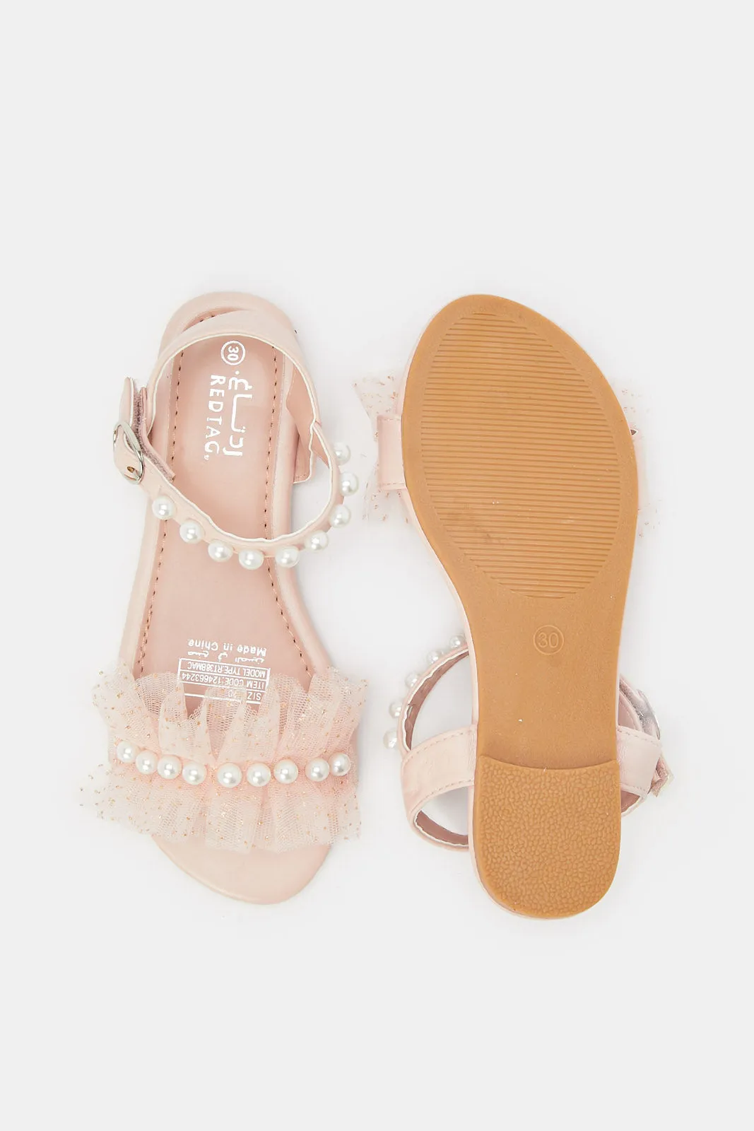 Girls Pink Pearls Sandal