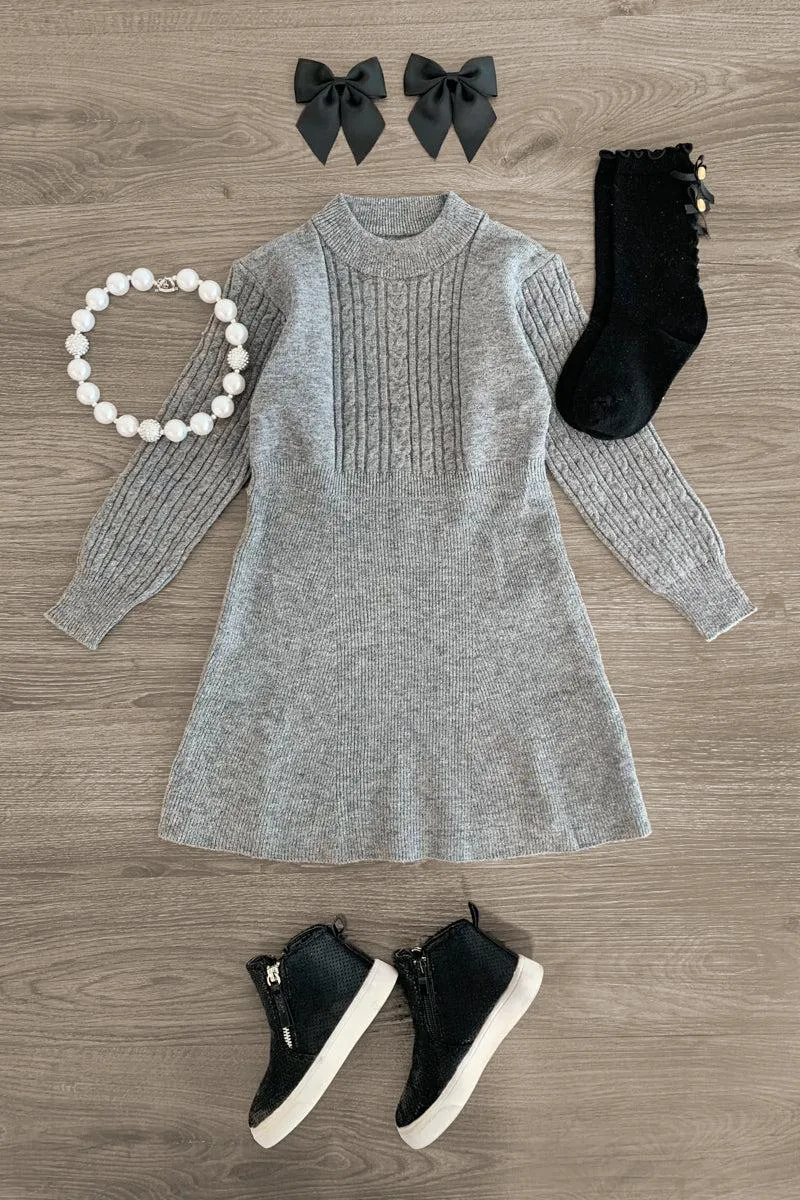 Gray Knit Sweater Dress