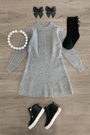 Gray Knit Sweater Dress