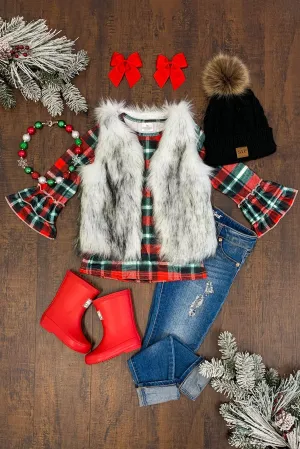 Green & Red Plaid Top