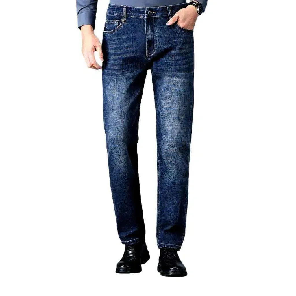 High-waist whiskered jeans
 for men