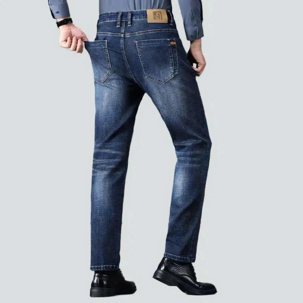 High-waist whiskered jeans
 for men