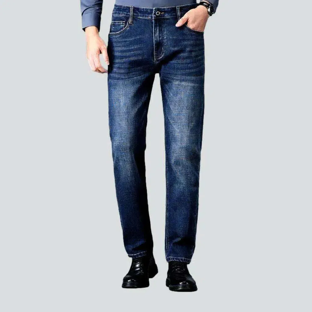 High-waist whiskered jeans
 for men