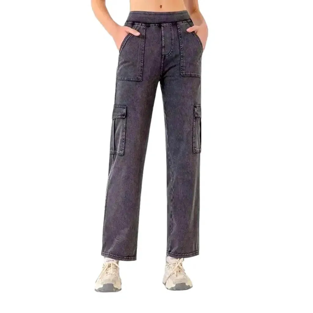 High-waist women's cargo jeans