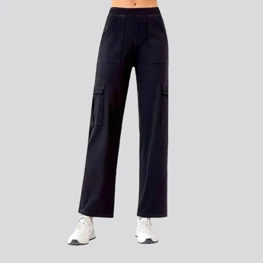 High-waist women's cargo jeans