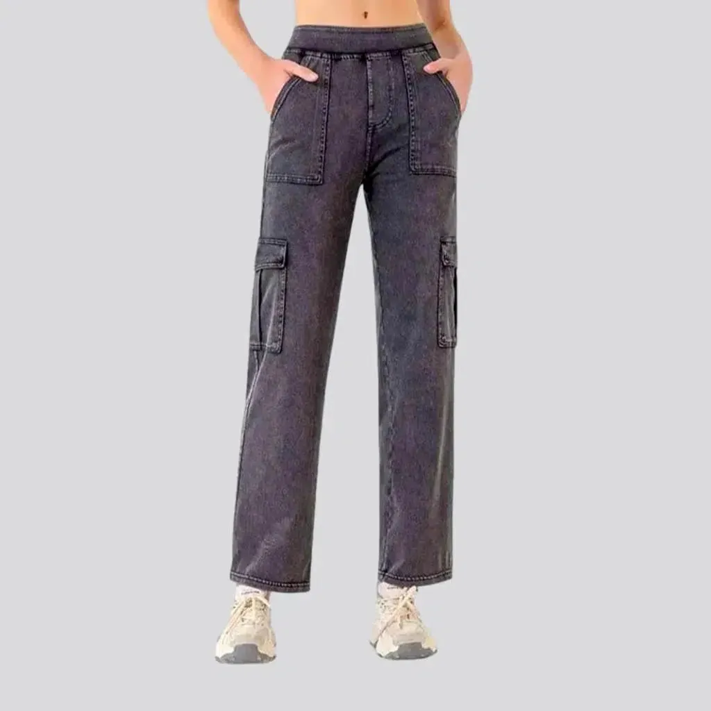 High-waist women's cargo jeans