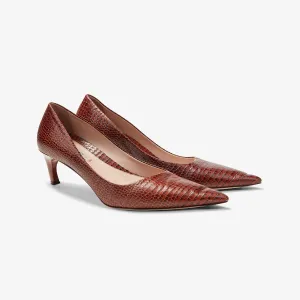 Lillian Pump - Mini Embossed Croc :: Brown