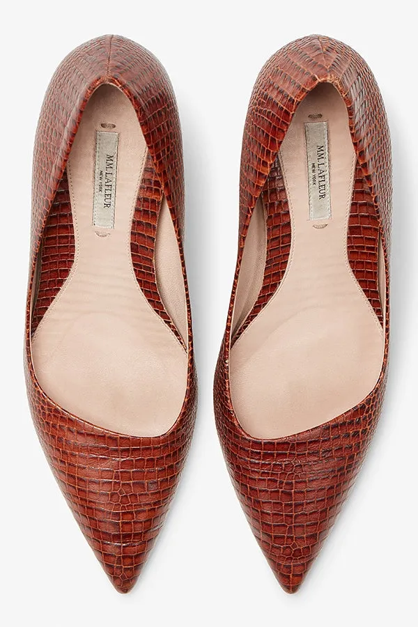 Lillian Pump - Mini Embossed Croc :: Brown