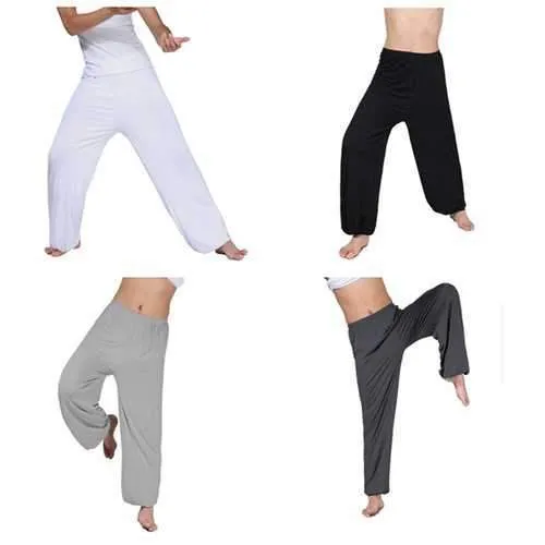 Loose Elastic Waist Yoga Morning Practice Sports Pants Light Weight Men Women Casual Bloomers