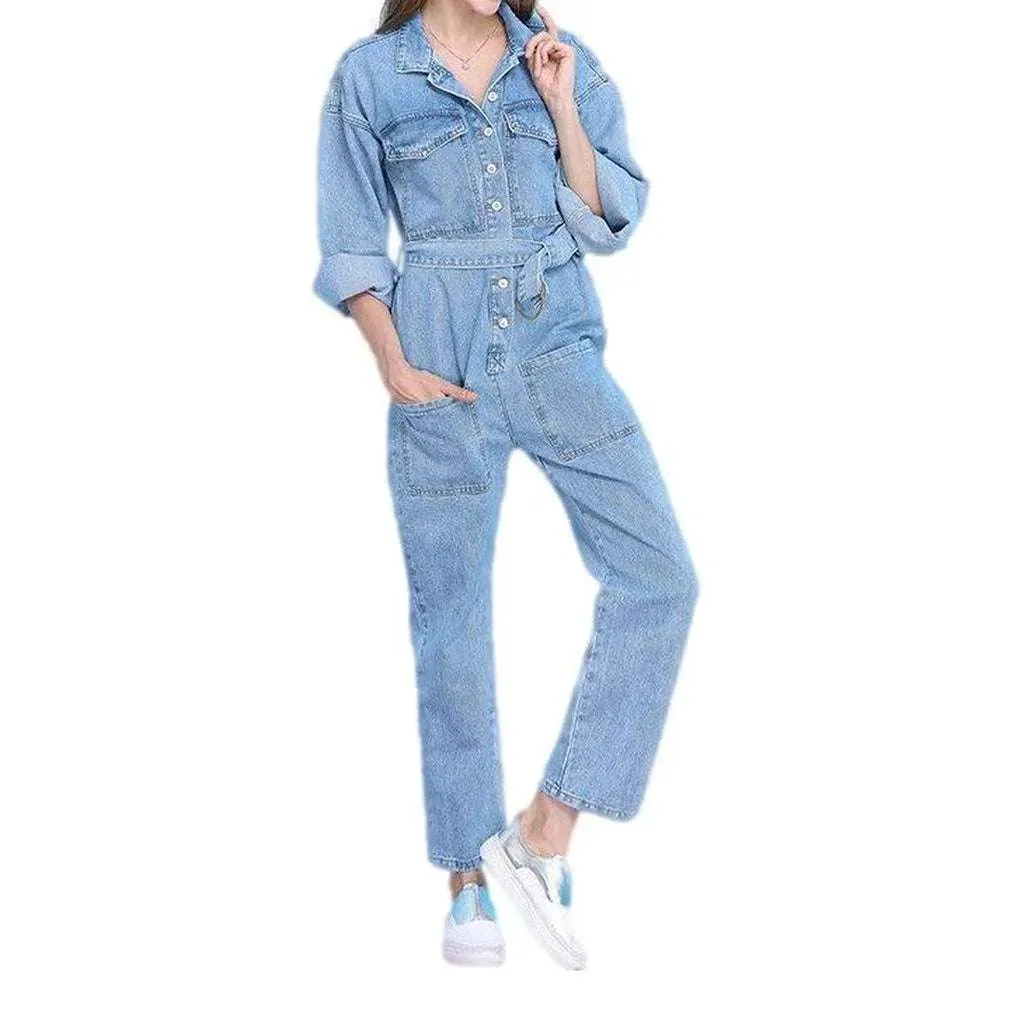 Loose fit women's denim jumpsuit