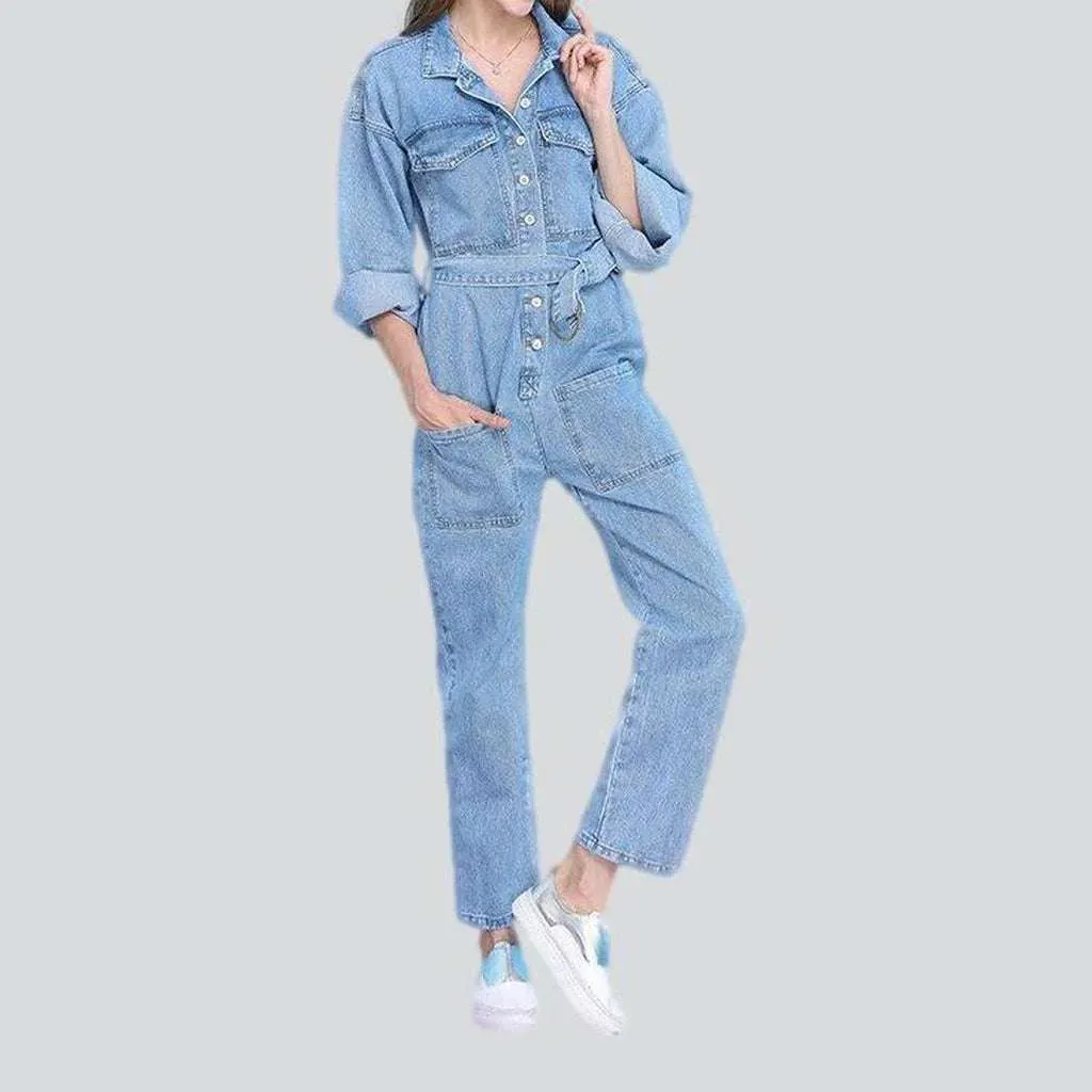 Loose fit women's denim jumpsuit