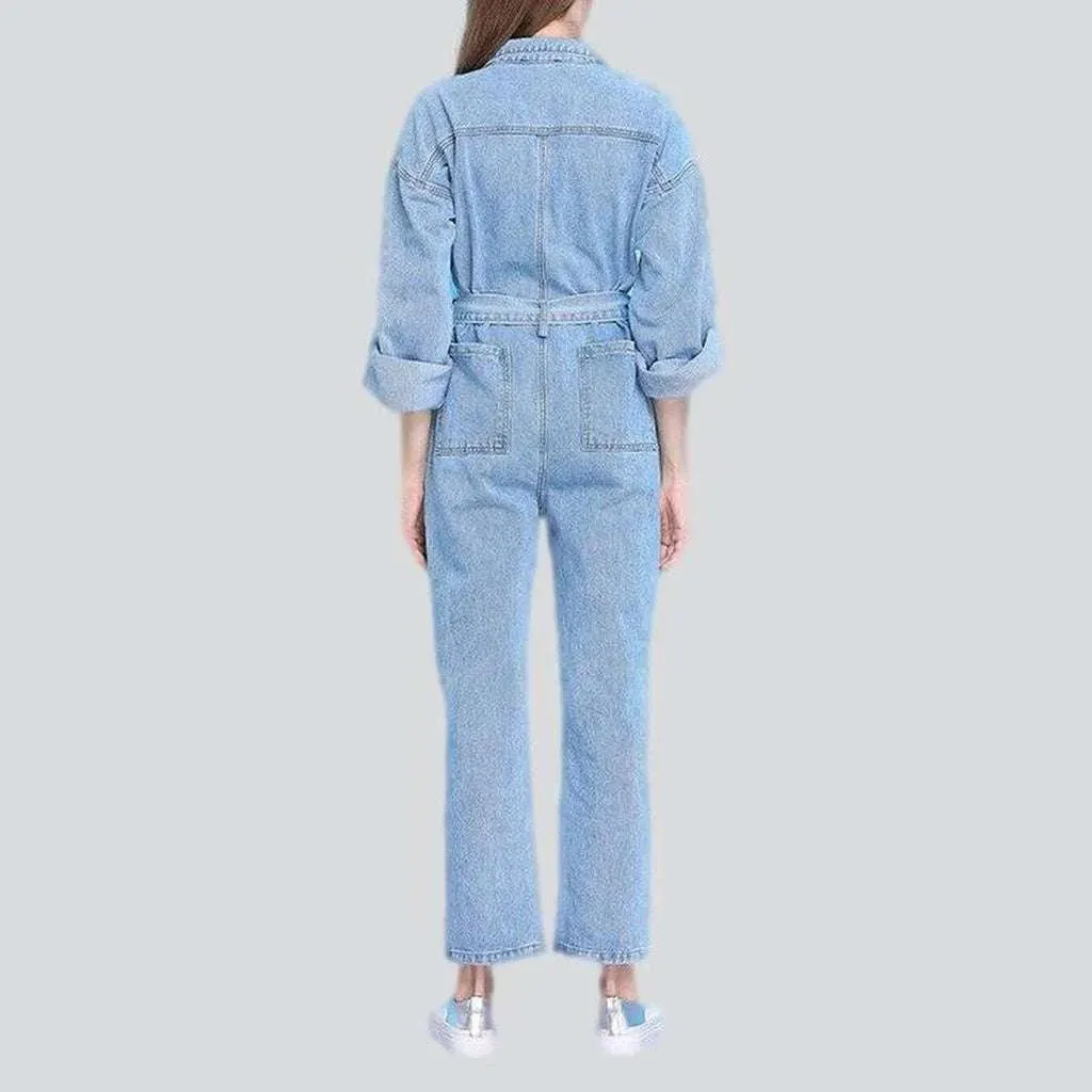 Loose fit women's denim jumpsuit