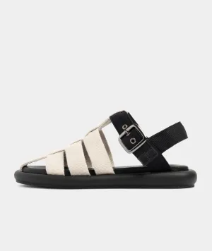 Luna Sandal - Off White / Black Nylon