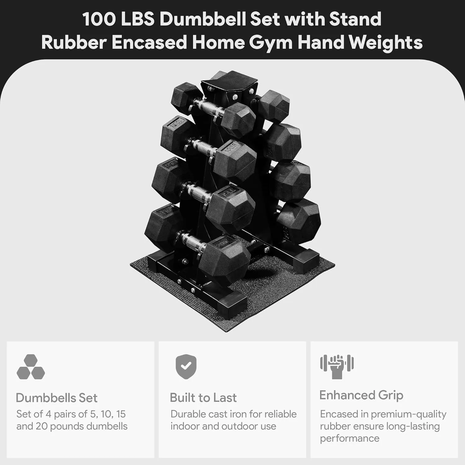 Maxx Rep Hex Dumbbell Set Rack