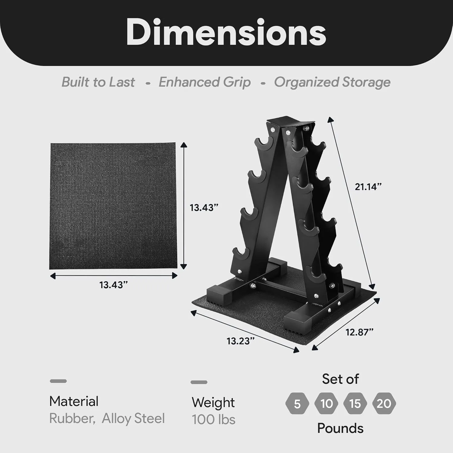 Maxx Rep Hex Dumbbell Set Rack