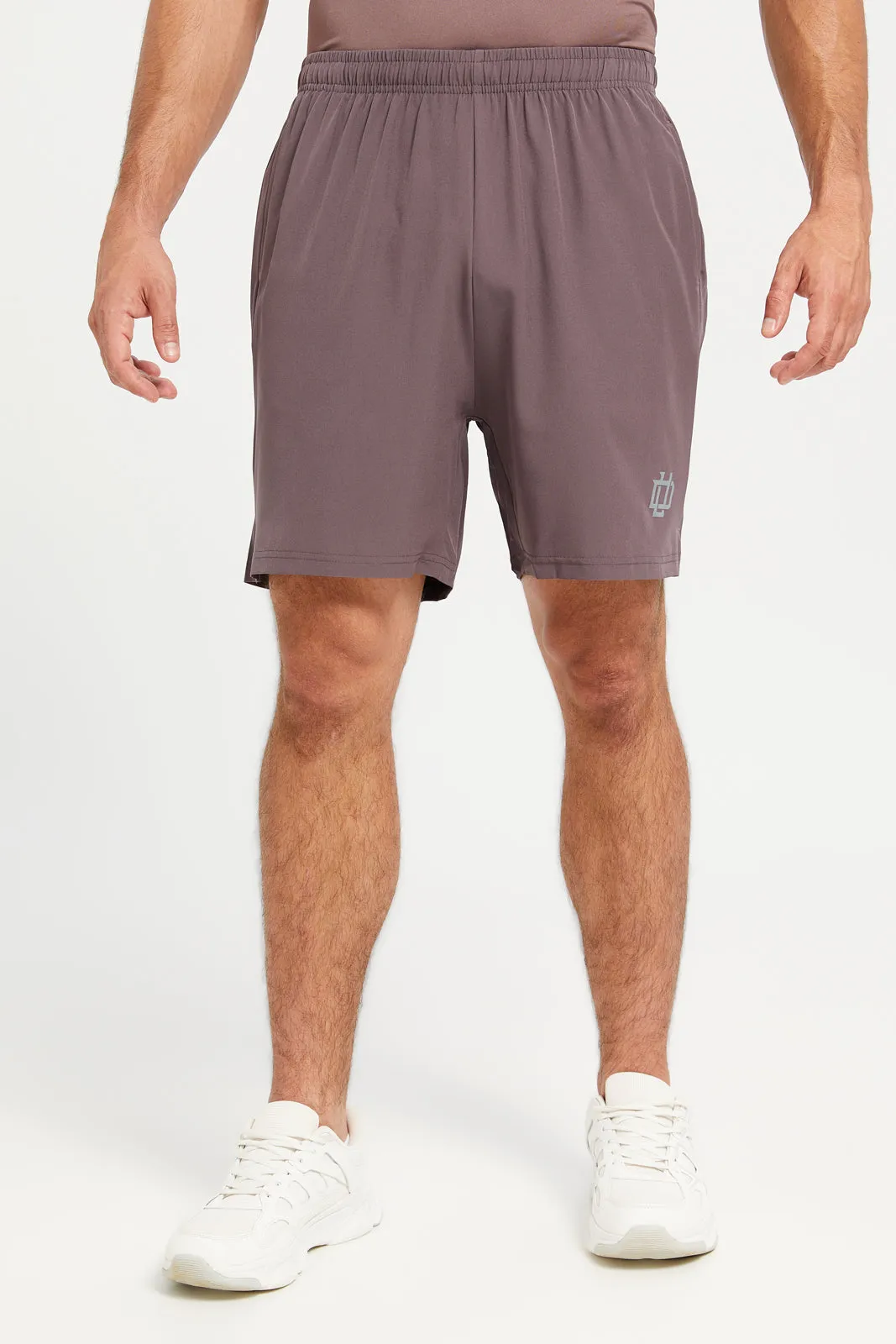 Men Mauve Plain Active Shorts