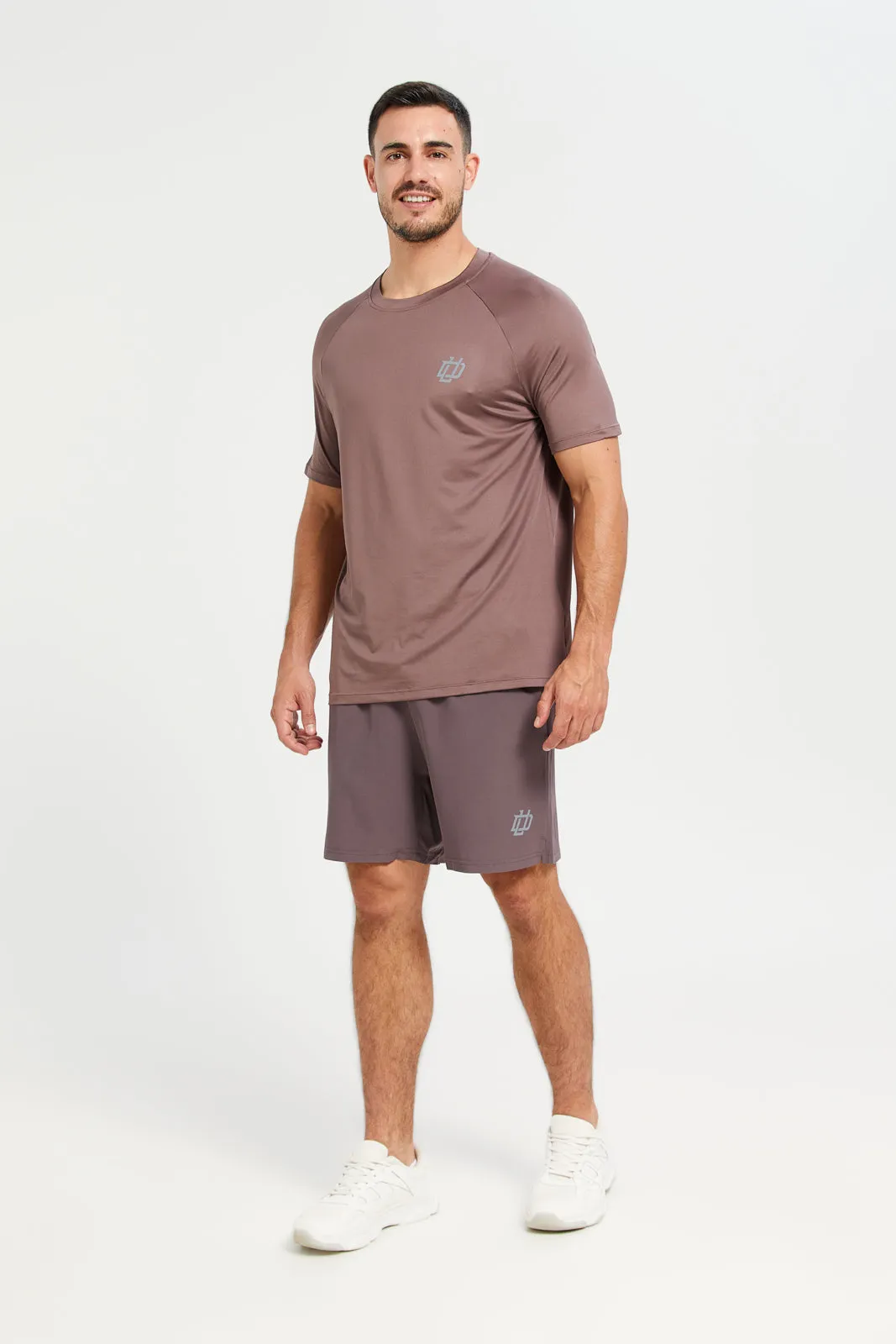 Men Mauve Plain Active Shorts