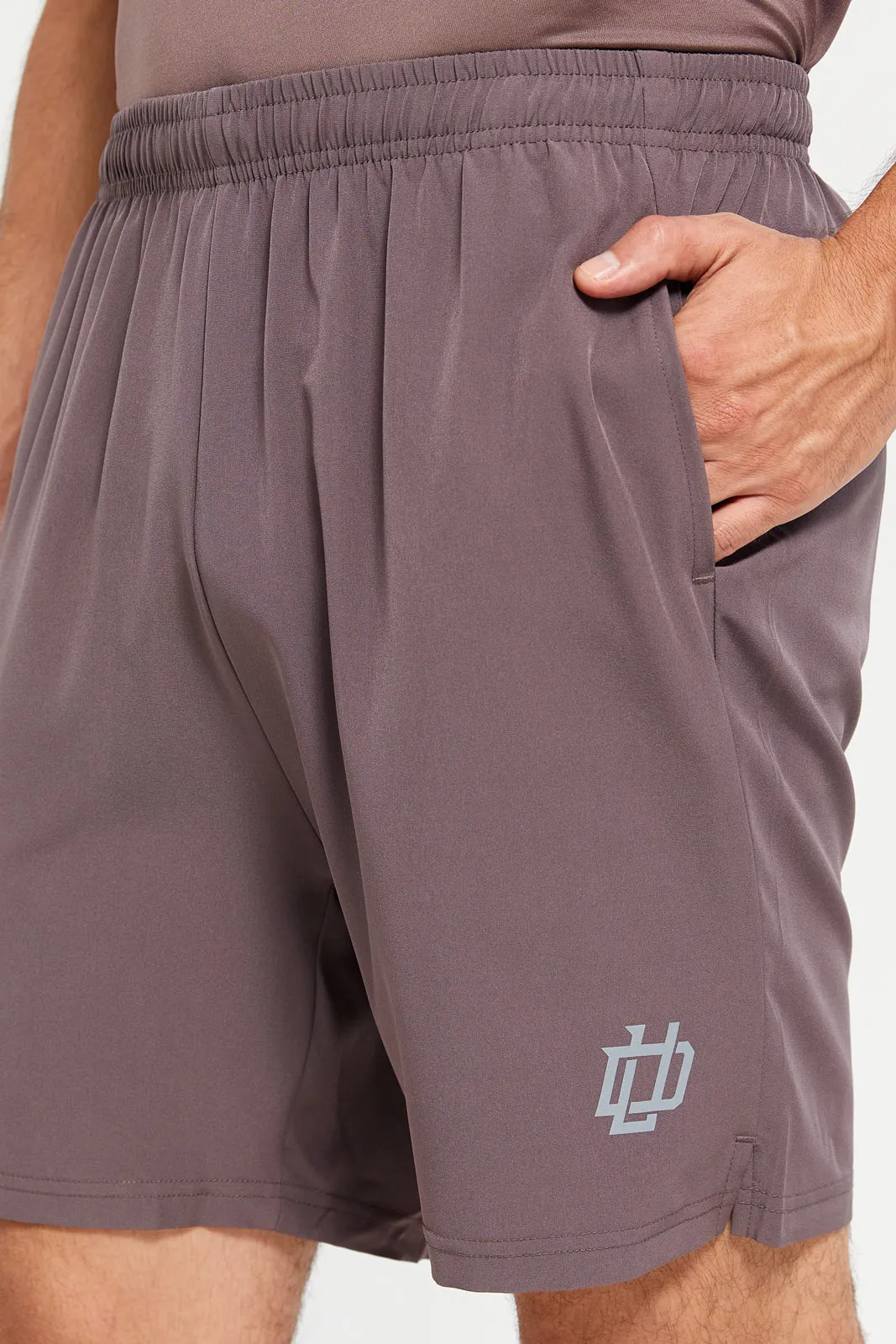 Men Mauve Plain Active Shorts