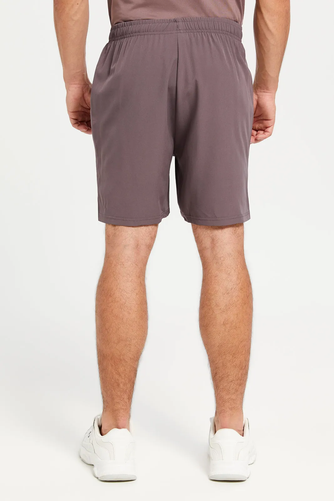 Men Mauve Plain Active Shorts