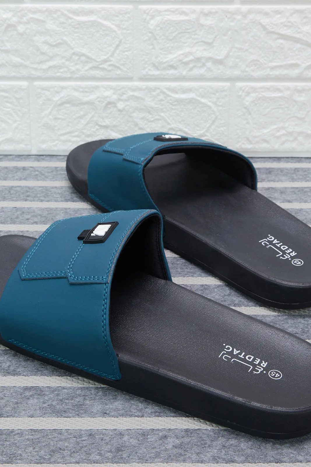 Men Teal Pocket Element Slide